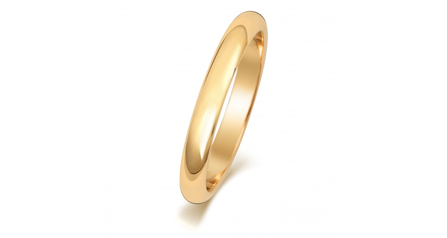 9ct Yellow Gold D Shape 2.5mm Heavyweight Band